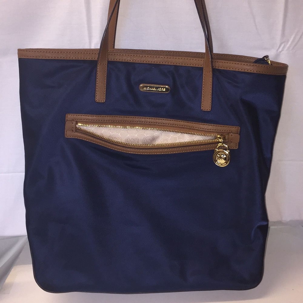 Michael Kors Blue/Brown 16”x14” Large Tote